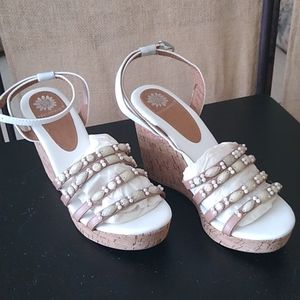 Yellowbox cork wedged sandals with look of Shells and Beads design. Size 6.5